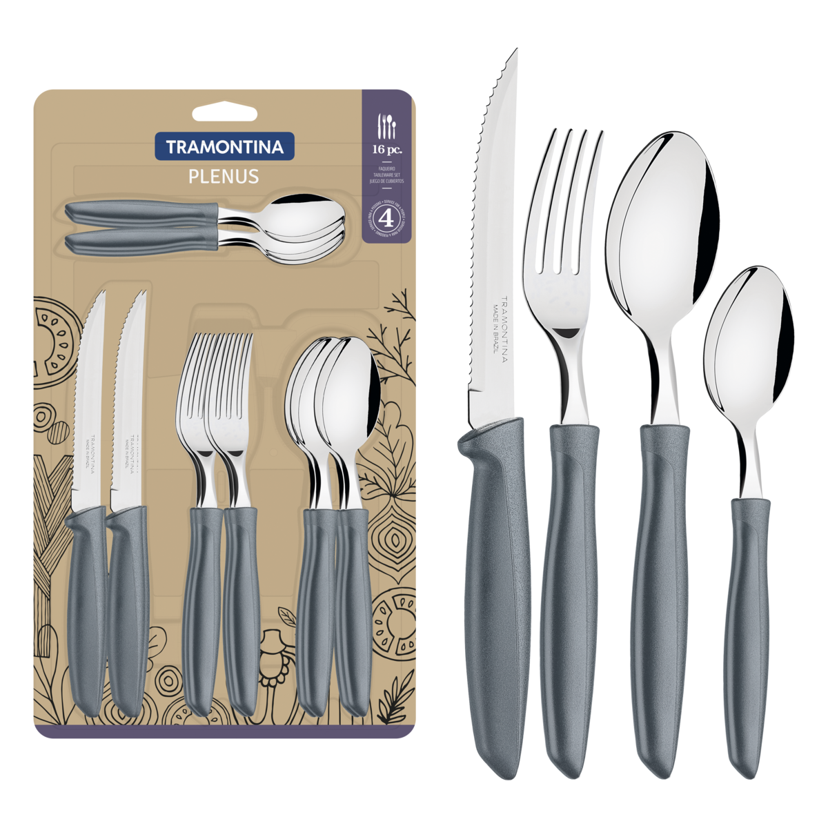 Tramontina Plenus 16pcs flatware set (grey)